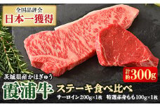 霞浦牛(かほぎゅう)　ステーキ食べ比べ2枚セット(約200g×1/約100g×1)【1364396】