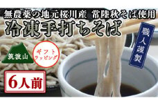 【常陸秋そば使用 手打ちそば 】＜ ギフト ＞ 冷凍 手打ち そば （ 筑波山パッケージ ） 6人前 蕎麦 生そば 麺 食品 年越し 贈答 年越しそば [AN025sa]