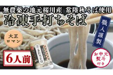 ＜ お中元熨斗付き ＞ 冷凍 手打ち そば （ 大正ロマンパッケージ ） 6人前 蕎麦 生そば 麺 食品 [AN018sa]