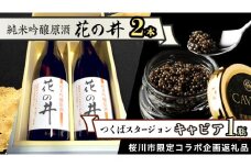 【桜川市限定コラボ】 《花の井 純米吟醸 原酒 2本セット ＆ つくばスタージョン キャビア 20g×1瓶 》 酒 お酒 日本酒 高級食材 記念日 誕生日 世界三大珍味 国産キャビア 茨城県産 [BR012sa]