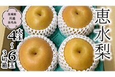 【先行予約】 恵水梨 3kg箱 大玉4～6玉 (茨城県共通返礼品 城里町) 2025年9月中旬から発送開始 梨 なし 和梨 フルーツ 甘い オリジナル 大玉 直送 茨城 限定 [CO004sa]