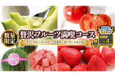 【 定期便 】【 2025年9月上旬から発送開始 全4回 】 数量限定 贅沢 フルーツ 満喫コース 旬の果実 旬のフルーツ くだもの 果実 トマト フルーツトマト スイカ いちご メロン 特選 贅沢 厳選 定期便  [BC057sa]