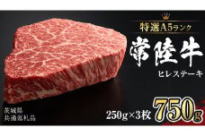 【 常陸牛 特選 A5 】 ヒレ ステーキ 250g × 3枚 (合計 750g )（茨城県共通返礼品）茨城県産 牛ヒレ肉 牛肉 ヒレ 牛ヒレ ステーキ 常陸牛 藤井商店 [CD072sa]