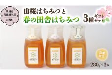 【数量限定】 山桜 はちみつ と春の 田舎 はちみつ の 3種 ギフトセット [Ｂ3山桜] 【茨城県共通返礼品／五霞町】 280g×3 ボトル 生ハチミツ 非加熱 国産 国産はちみつ ハチミツ 茨城県産 [BS004sa]