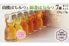 【桜川市限定】 山桜 はちみつ と 田舎 はちみつ 全7種 ギフトセット [結蜜 Musubi-R7山桜] 【茨城県共通返礼品／五霞町】 120g×7 瓶 生ハチミツ 非加熱 国産 国産はちみつ ハチミツ 茨城県産 [BS006sa]