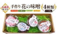 【お歳暮熨斗付き】 手作り 無添加 花 の 味噌 （ 100g × 4種 ） 国産 味噌 みそ 調味料 麹 こうじ 味噌汁 みそ汁 手作り 無添加 お歳暮 御歳暮 ギフト  [EO002sa]