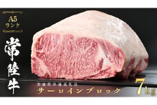 常陸牛 A5 等級 サーロイン ブロック 7kg ( 茨城県共通返礼品 )  ステーキ 黒毛和牛 国産黒毛和牛 和牛 国産 牛肉 牛 お肉 肉 ひたち牛 [CD045sa]