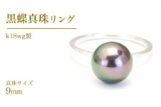 黒蝶真珠 9.0mm k18wg製 リング ( ダイヤモンド 無し ) フォーマル 冠婚葬祭 真珠 ペンダント ネックレス ジュエリー ギフト 記念 贈り物 贈答 プレゼント [AH139sa]