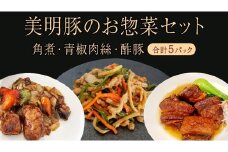 美明豚 角煮 ＆ 青椒肉絲 ＆ 酢豚 セット 計5パック (茨城県共通返礼品 行方市) 国産 豚肉 冷凍 小分け 豚 ぶた 肉 ポーク ブランド豚 冷凍食品 冷食 常備食 煮物 惣菜 おかず 保存食 レトルト レンチン 中華 中華料理 本格中華 [CV022sa]