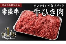 常陸牛 牛ひき肉 1kg (250g × 4パック)(茨城県共通返礼品) 国産黒毛和牛 黒毛和牛 国産 国産牛 和牛 牛肉 お肉 お肉 肉 牛 専門店 ひたち牛 ブランド牛 A4 A5 ランク ひき肉 挽肉 ブランド 冷凍 煮込み ハンバーグ メンチカツ 藤井商店 小分け [CD101sa]
