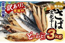 【訳あり規格外】  業務用 無添加 さば文化干し どーんと! 3kg 鯖 さば 干物 魚