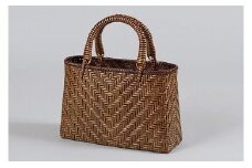 【茨城県郷土工芸品指定品】籐網代編みバッグ 中 茶色  工芸品 バッグ
