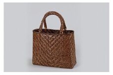 【茨城県郷土工芸品指定品】籐網代編みバッグ 大 茶色 工芸品 バッグ