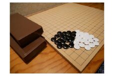 GS-01【 碁盤 】 新桂 5号 接合折盤 卓上 セット 囲碁 将棋 木工品
