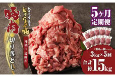 【5ヶ月定期便】 豚肉 切り落とし 約3kg(約300g×10パック)×5回 合計 約15kg 豚 肉 じごいもの豚 定期便 茨城県 神栖市