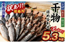 【訳あり規格外】  業務用 干物 詰め合わせ どーんと！ 5.3kg 3種 セット さば サバ 鯖 縞ほっけ ほっけ ホッケ あじ アジ 鯵 魚