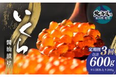 【3ヶ月定期便】いくら醬油漬け (北海道産原料使用) 100g×2パック 合計600g