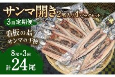 【3ヶ月定期便】サンマ開き2尾入り 4パックセット ×3回 合計24枚