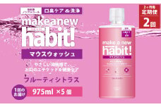 【2ヶ月毎2回定期便】マウスウォッシュ メイクアニューハビット （ノンアルコール フルーティシトラス）975ml×5個 セット 洗浄 洗口液 日用品