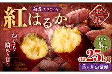 【5ヶ月定期便】“熟成”茨城県産さつまいも【紅はるか】約5kg (茨城県共通返礼品・行方市産）合計約25kg 芋 いも サツマイモ 野菜 やさい 国産