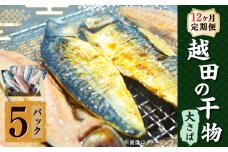 【12ヶ月定期便】 越田の干物 大さば（1枚入）×5パック 合計60パック 干物 鯖 さば 魚 お魚 さかな さば サバ