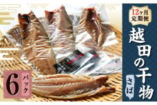 【12ヶ月定期便】 越田の干物 さば 6枚×12回  合計72枚 干物 鯖 サバ 魚 お魚 さかな 魚介類