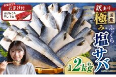 【数量限定さばみりん干し1切付】【訳あり】国産 ふっくら 極み塩サバ 計約2kg ／ 1切れ 塩サバ 塩さば 塩鯖 さば サバ 鯖 魚