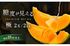 メロン めろん ＼糖度18度以上！／ クインシー 【極】約2玉 2kg 茨城 鉾田 サングリーン旭 フルーツ 旬 プレゼント 人気 おすすめ 贈り物 甘い ヘルシースイーツ 産地直送 農業王国 赤肉 極 クインシーメロン 赤 5月以降発送