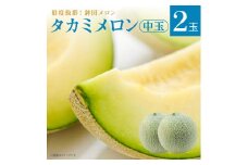 メロン めろん 中玉【タカミメロン】緑肉　2玉入り(3kg～5kg) ギフト 鉾田 果物 人気 おすすめ 贈答 茨城 お返し 先行予約 スイーツ 送料無料 味 茨城県 還元率 青肉 フルーツ めろん 鉾田市 デザート くだもの お取り寄せ 甘い ジューシー 期間限定