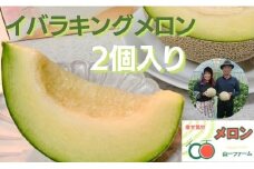 メロン めろん  イバラキングメロン 2個（大玉3kg以上） 山一ファーム おすすめ 人気 国産 山一ファーム 茨城 鉾田 フルーツ 旬 プレゼント 贈り物 甘い ヘルシースイーツ 産地直送 農業王国 青肉 緑肉 送料無料