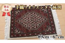  【限定1品】手織り ペルシャ絨毯 ラグマット カーペット／ウール 玄関マットサイズ 89×67cm 高品質 じゅうたん ラグ（FS-22129） ペルシャ絨毯 手織り モダン クラシック 玄関マット エントランスマット 寝室 和室 床暖房 ホットカーペット対応 じゅうたん ラグ 高密度 繊細 美しい ラグマット カーペット エレガント インテリア