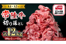 【定期便】 全12回 【 常陸牛 】 切り落とし 1kg (茨城県共通返礼品) 国産 切落し 焼肉 焼き肉 お肉 A4ランク A5ランク ブランド牛