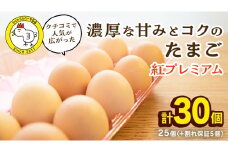 紅プレミアム 卵 30個 （ 25個 入り ＋ 割れ保障 5個 ） 独自飼料 濃厚 おいしい玉子 玉子 たまご サンサンエッグ タンパク質 茨城県