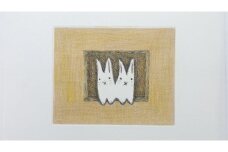 【 限定 1点 】 「 窓 ･ ふたり 」 うさぎ ウサギ 絵画 絵 アート アトリエ 飛動庵