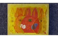 【 限定 1点 】 「 フクちゃん 」 うさぎ ウサギ 絵画 絵 アート アトリエ 飛動庵