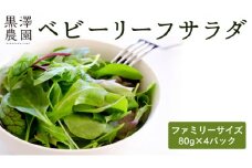 黒澤農園 の ベビーリーフサラダ （ 80g × 4パック ）ファミリーサイズ ベビーリーフ サラダ 生野菜 食べやすい 若葉 ファミリー 旬 新鮮 国産 彩り 大容量