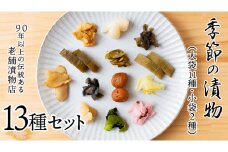 季節の漬物13種セット（大11種・小袋２種） 桜漬 鉄砲漬け 古漬 甘楽京 醤油漬 梅干し かつお梅 ふくじん漬 梅漬 浅漬