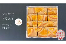 【 お中元 熨斗 付】 ショコラフリュイ キャラメルオレンジ 12枚 チョコレート チョコ スイーツ デザート 高級 ギフト 贈り物 お礼 プレゼント 手土産 お菓子
