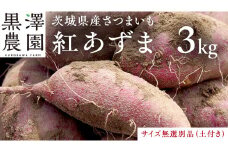 【茨城県産】さつまいも 紅あずま 3kg サイズ無選別品(土付き) 芋 サツマイモ 甘い 焼き芋 国産 おいしい 天ぷら 煮物 スープ 大学芋