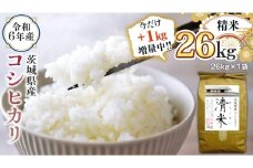 【1kg増量中】 令和6年産 茨城県産 精米 コシヒカリ 26kg（26kg×1袋） 通常25kgのところ1kg増量中！ 白米 清米 キヨシマイ こしひかり 米 コメ こめ 単一米 限定 茨城県産 国産 美味しい お米 おこめ おコメ