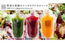 野菜と果物の コールドプレスジュース 200ml × 6本セット 酵素ドリンク デトックス 免疫 ライフスタイル 健康 美容 無添加  野菜 果物 新鮮 有機 無農薬 減農薬 特別栽培 SDGs ジュース 冷凍 解毒 胃腸 やさしい ターンオーバー 代謝 老廃物 新陳代謝