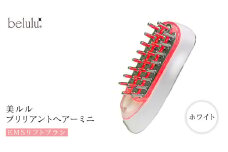 美ルル ブリリアントヘアーミニ（EMSリフトブラシ）ホワイト スカルプケアマシン EMS 頭皮マッサージ 頭皮ケア 電気ブラシ リフトアップ 頭皮ほぐし 赤色LED RF温熱 育毛 薄毛 発毛 抜け毛 AGA ギフト 防水 温感機能 頭皮ケア ブラシ