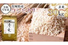 令和6年産 茨城県産 玄米 コシヒカリ 30kg（30kg×1袋） 清米 キヨシマイ こしひかり 米 コメ こめ 単一米 限定 茨城県産 国産 美味しい お米 おこめ おコメ
