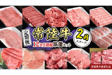 【定期便】【令和8年2月スタート】【全12回】『常陸牛』人気12か月堪能セット（12か月連続でお届け） お肉 肉 牛肉 ステーキ ハンバーグ サーロイン 赤身 切り落とし 霜降り カルビ (茨城県共通返礼品)