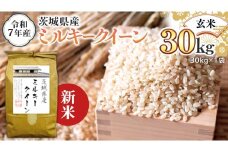 ＜ 新米 ＞ 令和7年産 茨城県産 玄米 ミルキークイーン 30kg （30kg×1袋） 米 コメ こめ 単一米 限定 茨城県産 国産 美味しい お米 おこめ おコメ