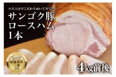 サンゴク豚 ロースハム1本(約4kg)  【完全受注生産】 ギフト 内祝い 贈答品 茨城県産 国産  ロース肉 豚肉 おつまみ 2-J