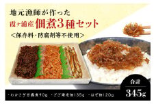 地元漁師が作った霞ヶ浦産「佃煮」3種セット 345g 345グラム つくだ煮 詰め合わせ お試し  ご飯のお供 ご飯のおとも ごはんのお供 ごはんのおとも お弁当  国産 茨城県産 ギフト プレゼント わかさぎ甘露煮 ざざ海老佃煮 はぜ佃煮 テナガエビ てながえび ハゼ 32-C