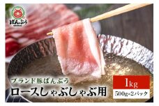 ブランド豚「ばんぶぅ」小分け ロースしゃぶしゃぶ用 1kg（500g×2パック） 冷凍便 1キロ  たっぷり 豚肉 豚しゃぶ 豚ロース スライス肉 薄切り肉 うす切り肉 ぶた肉 すき焼き用 すきやき用 お鍋 ブタ肉 国産 茨城県産 ギフト プレゼント 高級部位 42-AD