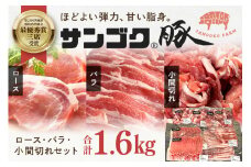 ブランド豚「サンゴク豚」 ロース・バラ・小間切れセット 1.6kg 豚バラ 豚ロース スライス しゃぶしゃぶ 豚しゃぶ 小間切れ 細切れ こま切れ 豚こま 豚小間 豚小間肉 2-M