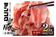 ブランド豚「サンゴク豚」 小間切れセット 2kg 小間切れ 細切れ こま切れ 豚こま 豚小間 豚小間肉 小分け 2-P